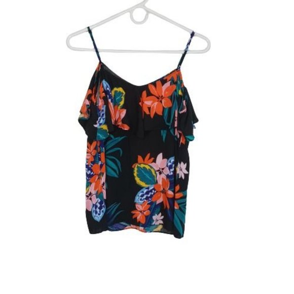 Old Navy Women's Shoulder Off Overlay Blouse Floral Size S Spaghetti Straps - Picture 5 of 9